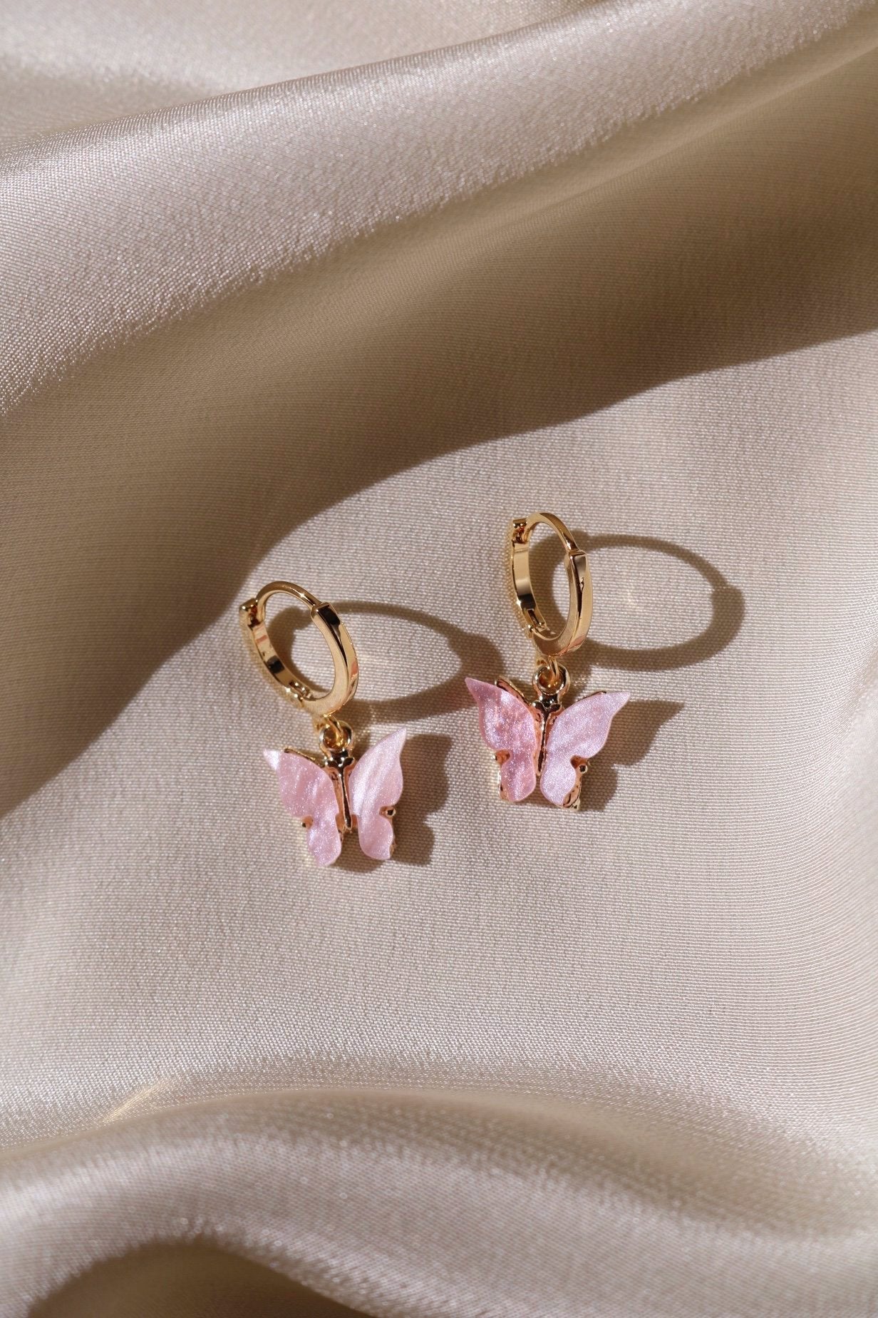 Blush Butterfly Huggie Earrings