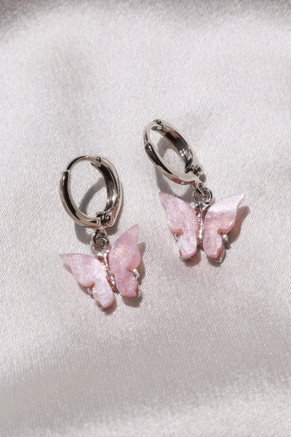 Silver Blush Butterfly Earrings-Chvker Jewelry