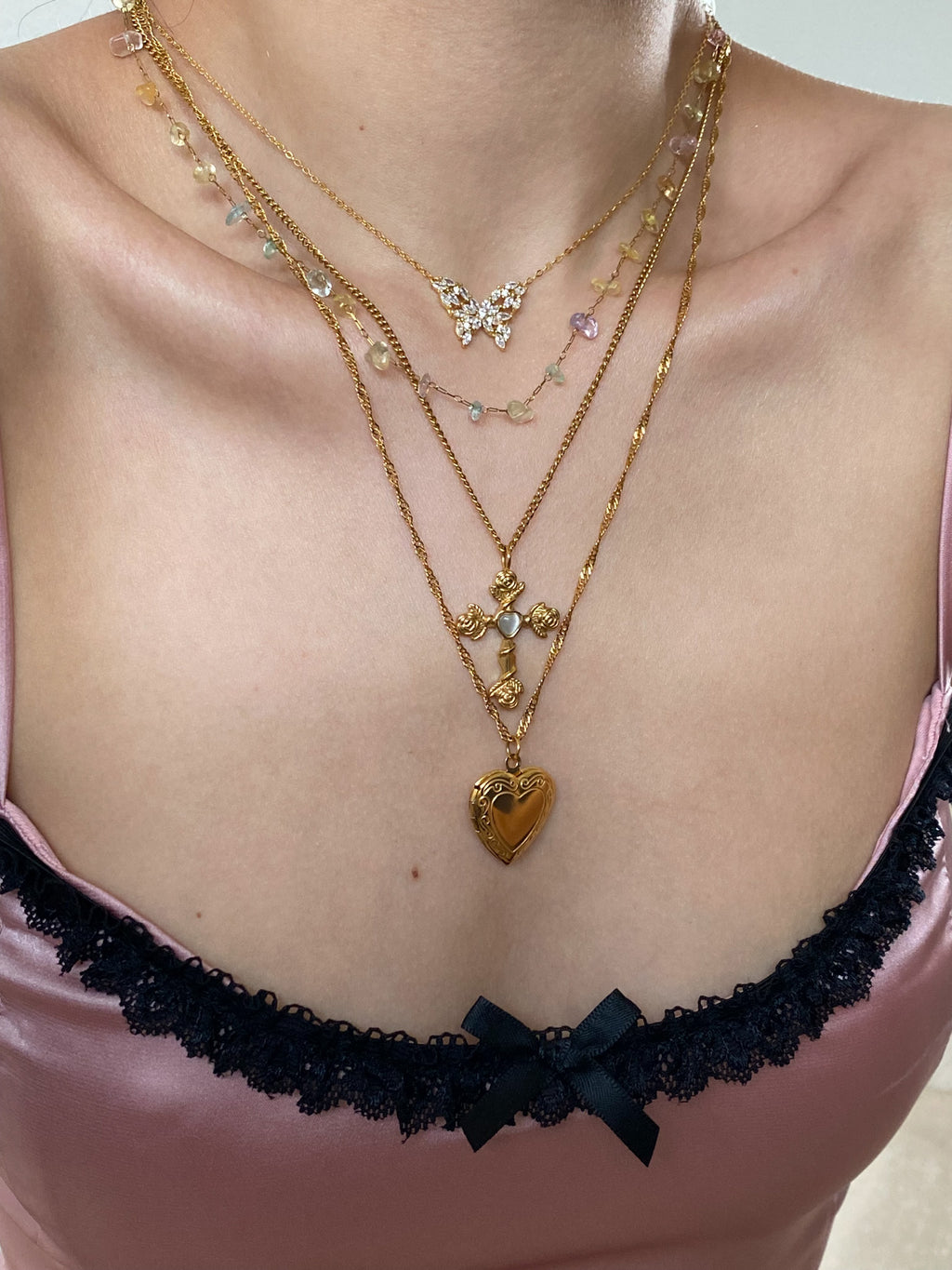 【HYERES LOR】23FW★ Name Locket Necklace Oversized Love Token 18kt gold chain necklace in gold