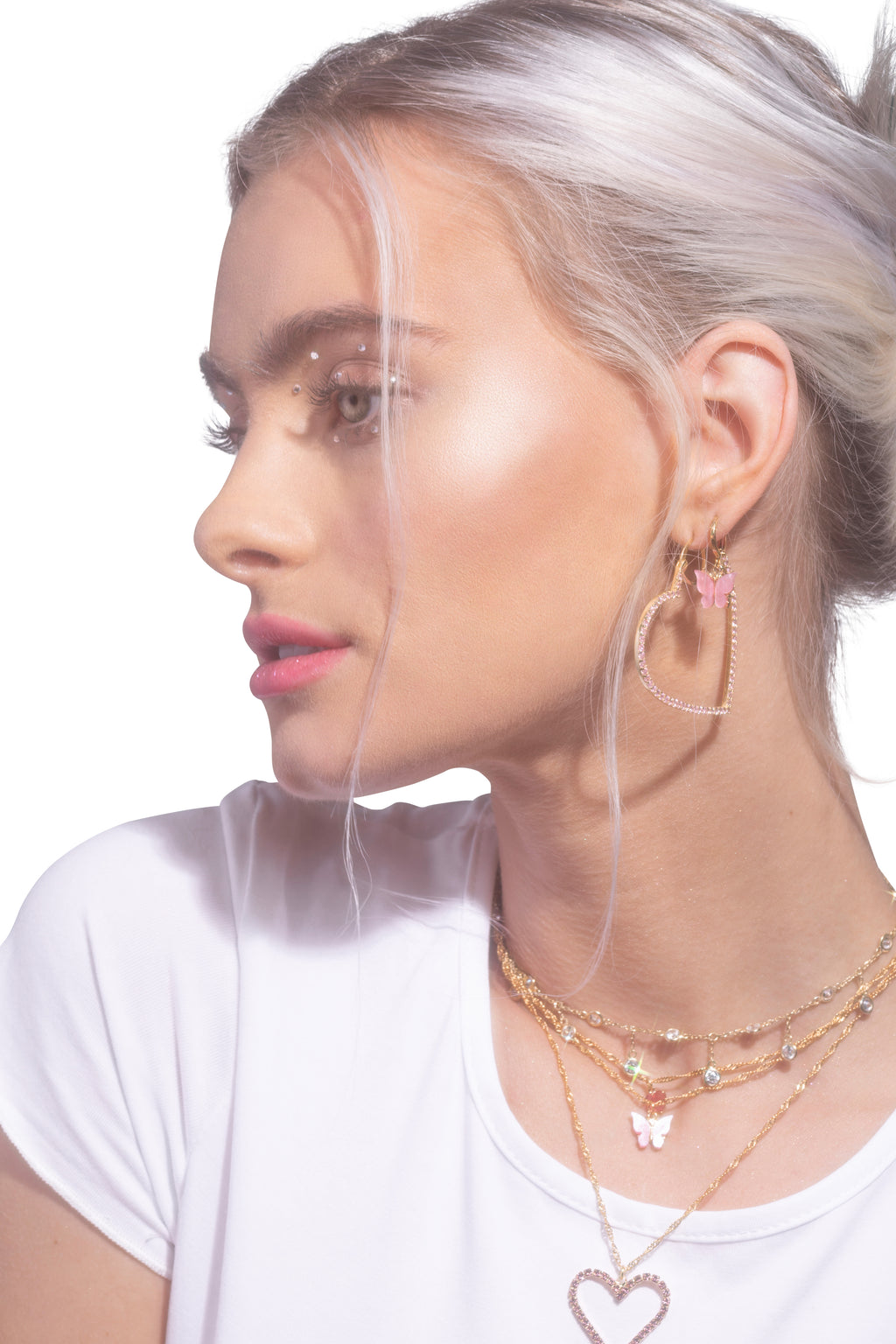 Blush Butterfly Huggie Earrings-Chvker Jewelry