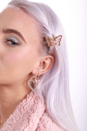 Blush Butterfly Huggie Earrings