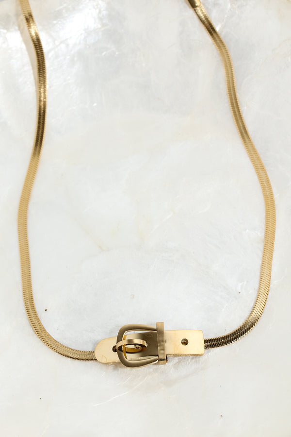 Belt Buckle Herringbone Necklace
