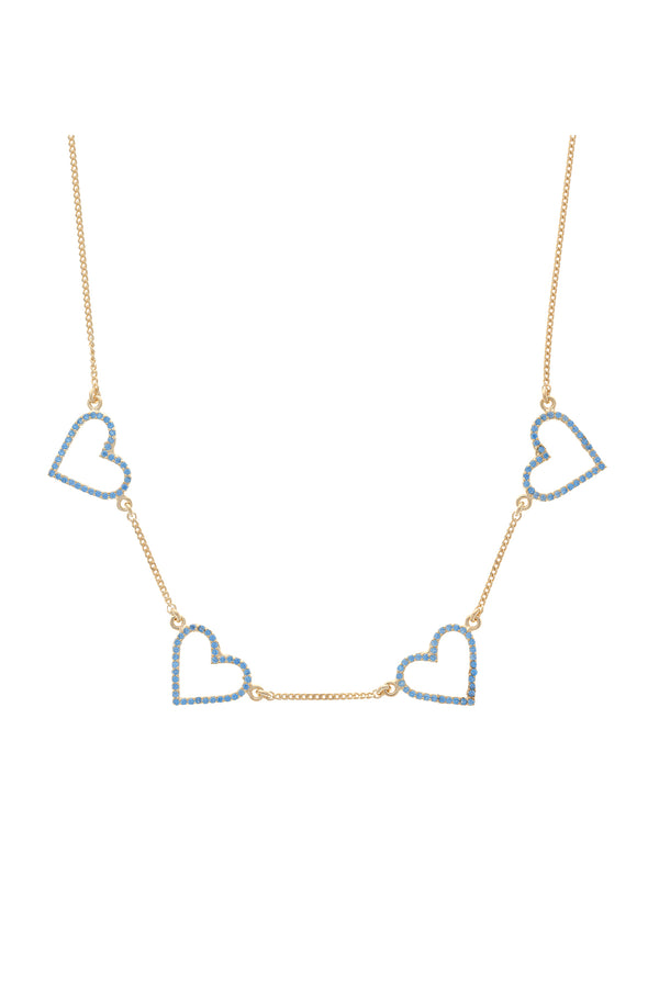 Blue Amorette Pavé Heart Vermeil Choker-Chvker Jewelry