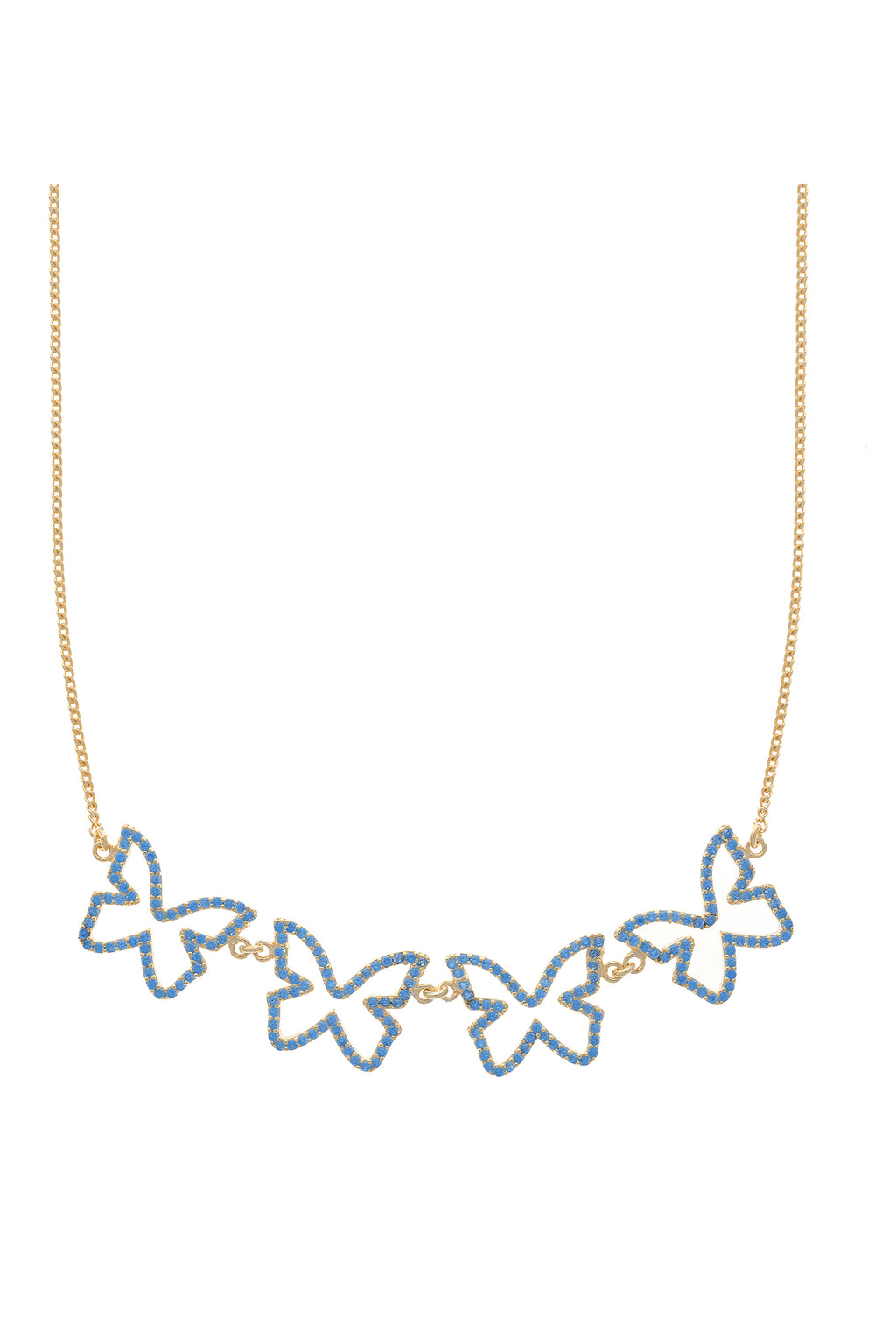 Blue Farasha Row Pavé Butterfly Vermeil Choker-Chvker Jewelry