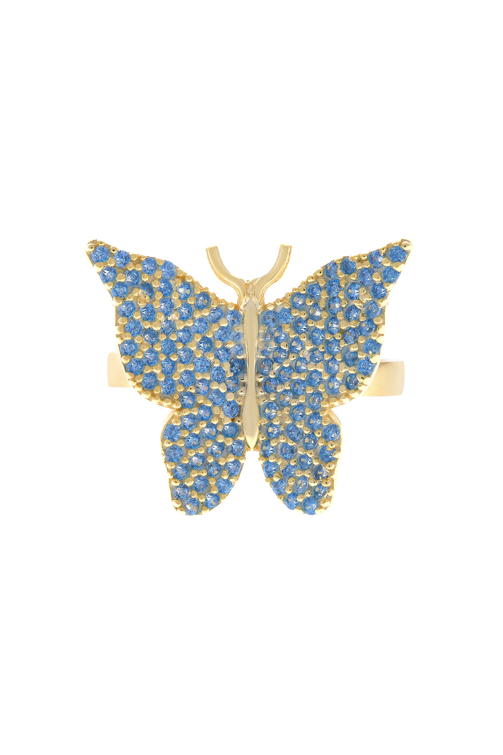 Blue Pavé Butterfly Vermeil Ring-Chvker Jewelry