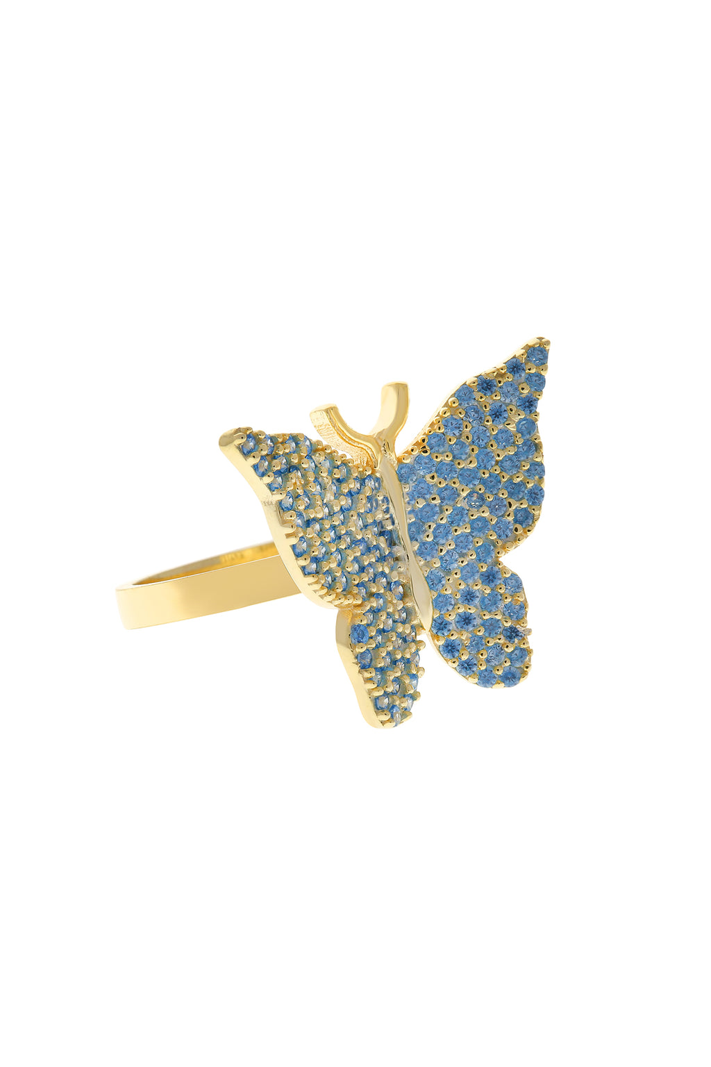 Blue Pavé Butterfly Vermeil Ring-Chvker Jewelry