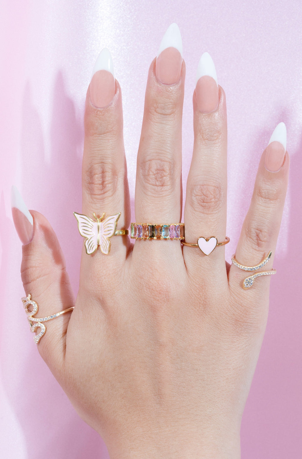 Pink Enamel Butterfly Vermeil Ring-Chvker Jewelry