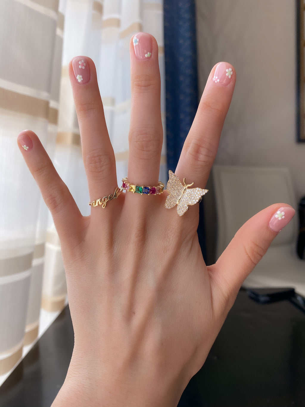 Clear Pavé Butterfly Vermeil Ring-Chvker Jewelry