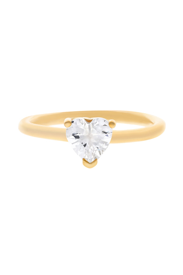 Clear Chéri Heart Vermeil Ring image-Chvker Jewelry