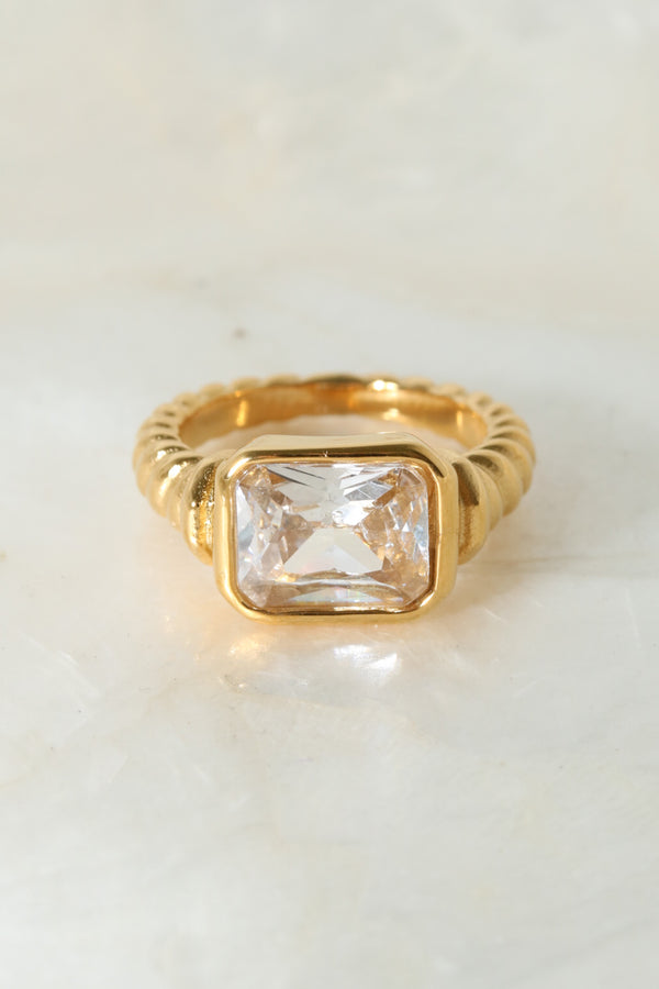 Crystal Croissant Ring