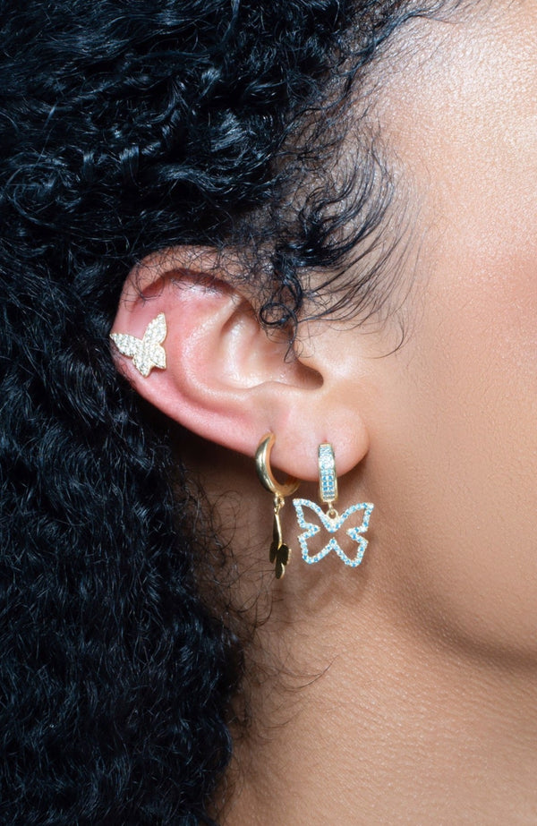 Blue Farasha Pavé Butterfly 925 Earrings