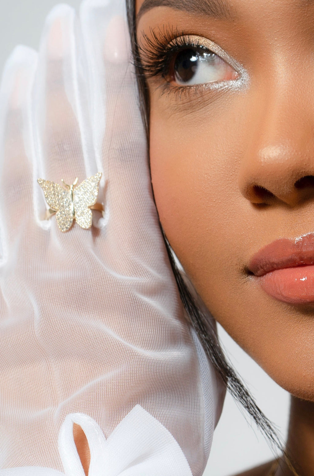 Clear Pavé Butterfly Vermeil Ring-Chvker Jewelry