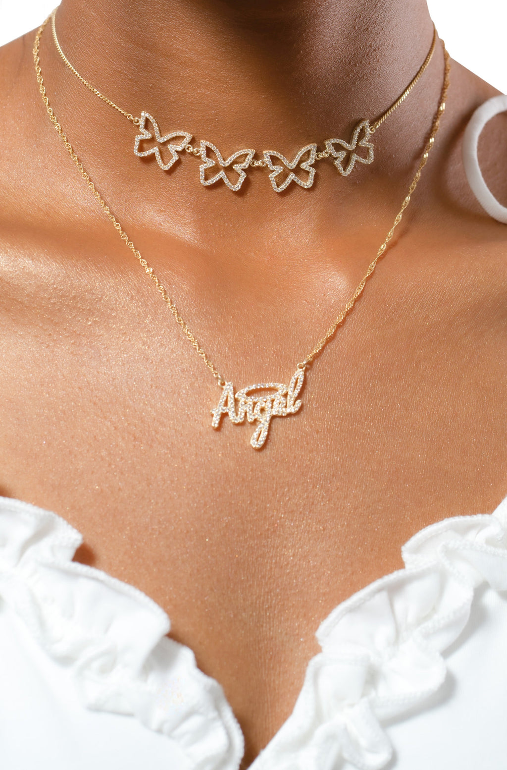 Clear Farasha Row Pavé Butterfly Vermeil Choker-Chvker Jewelry