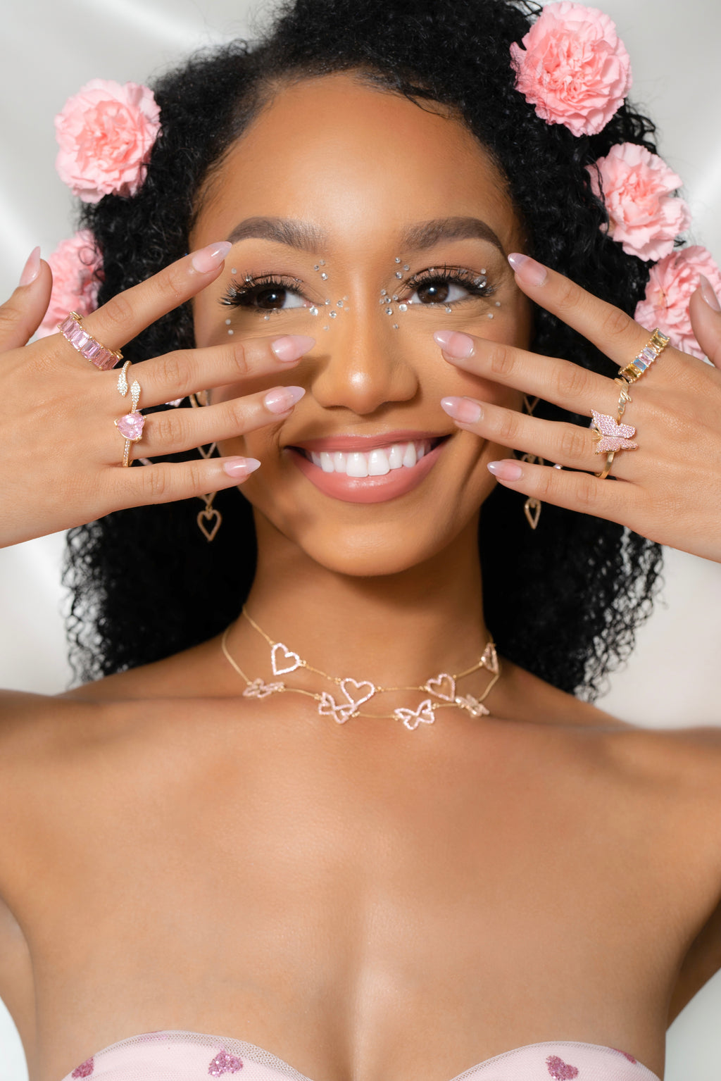 Pink Pavé Butterfly Vermeil Ring-Chvker Jewelry