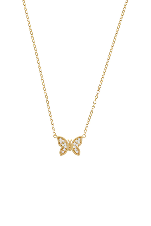 Effie Pavé Butterfly Vermeil Necklace-Chvker Jewelry