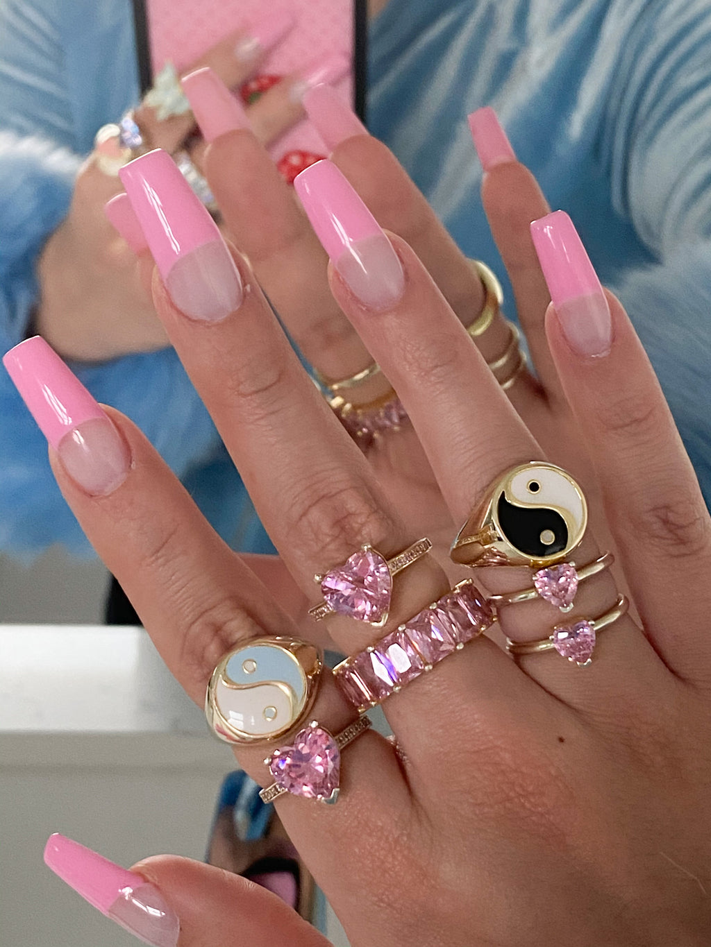 Pink Yin Yang 925 Ring