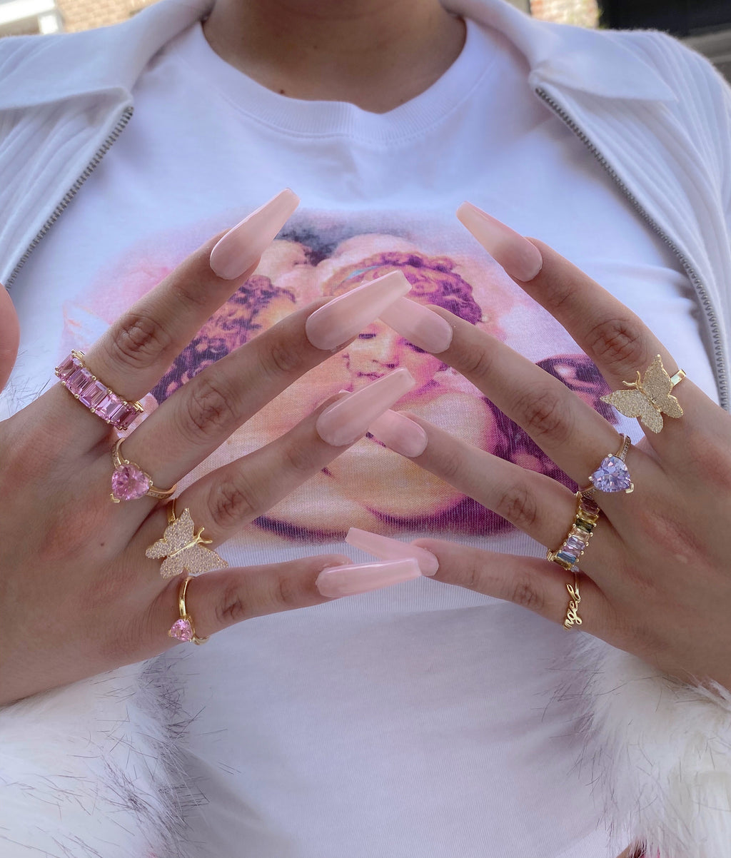 Pink Pavé Butterfly Vermeil Ring-Chvker Jewelry