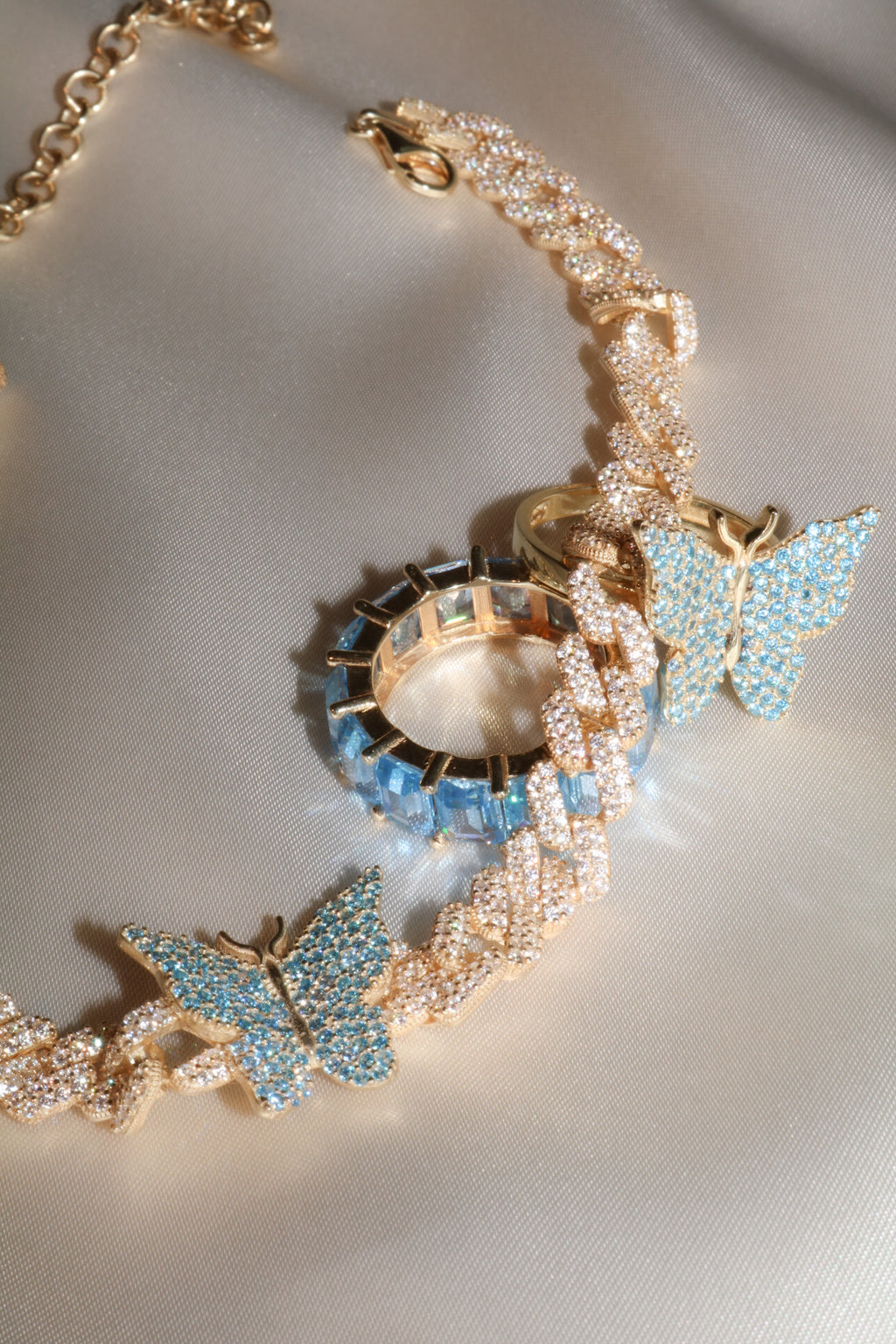 Blue Baguette Eternity Band 925 Ring