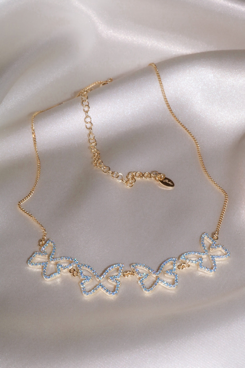 Blue Farasha Row Pavé Butterfly Vermeil Choker-Chvker Jewelry