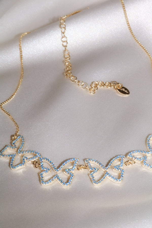 Blue Farasha Row Pavé Butterfly Vermeil Choker-Chvker Jewelry