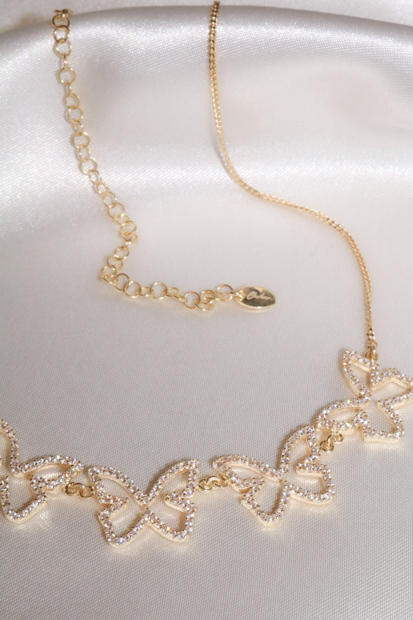 Clear Farasha Row Pavé Butterfly Vermeil Choker-Chvker Jewelry