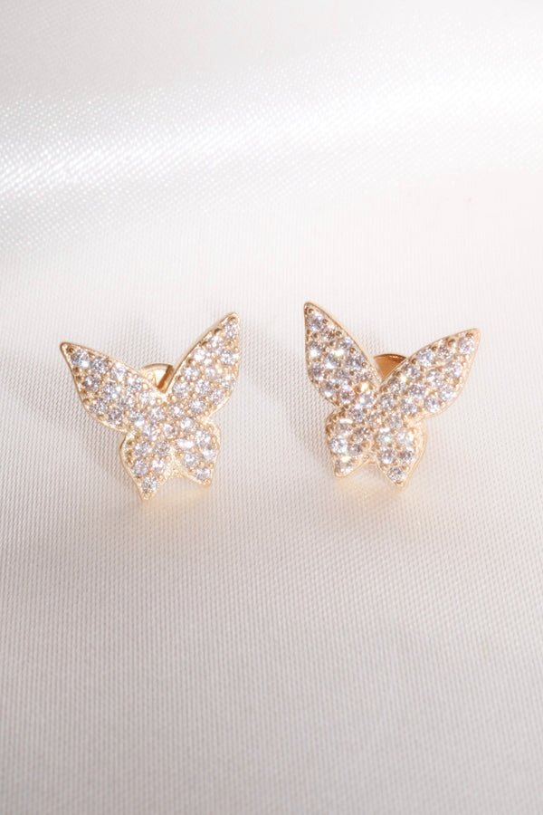 Mini Pavé Butterfly Vermeil Studs-Chvker Jewelry