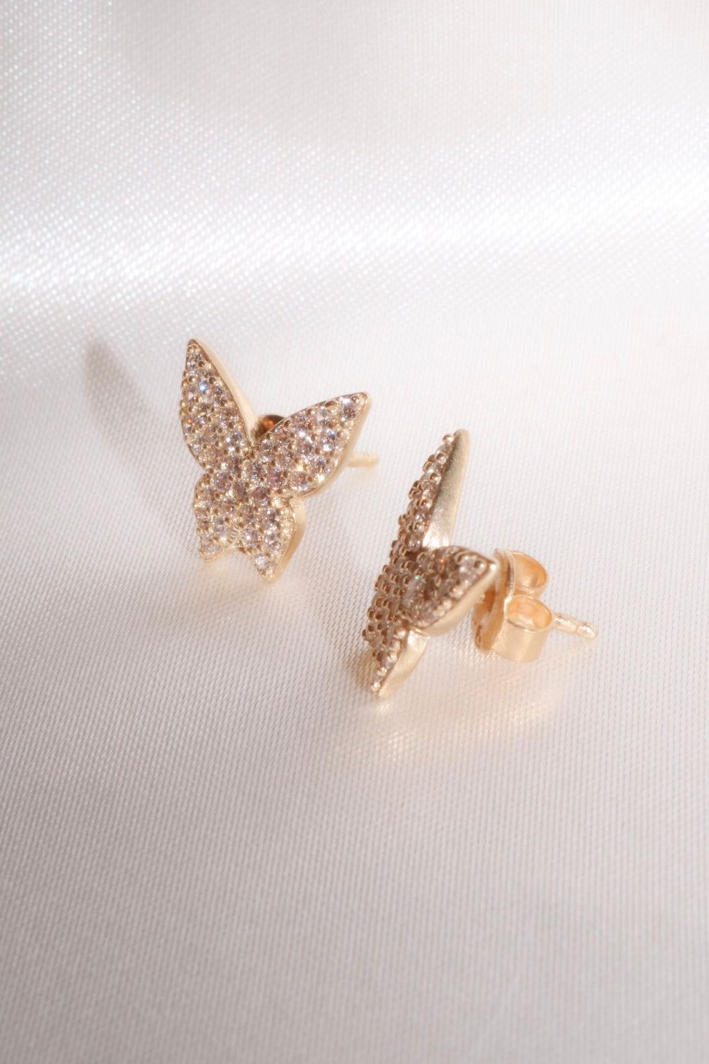 Mini Pavé Butterfly Vermeil Studs-Chvker Jewelry