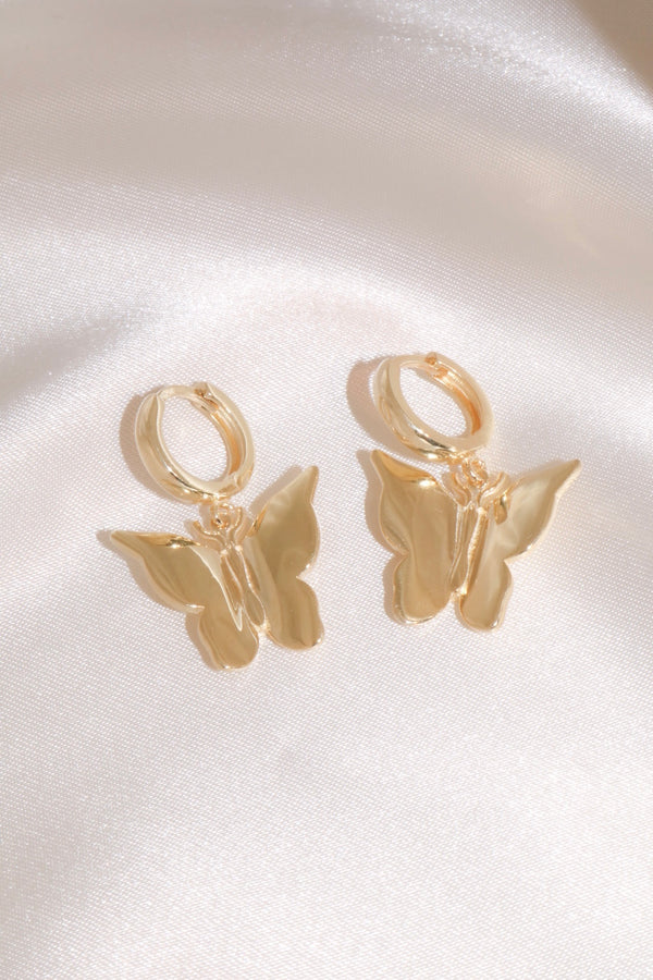 Gold Butterfly Vermeil Earrings-Chvker Jewelry