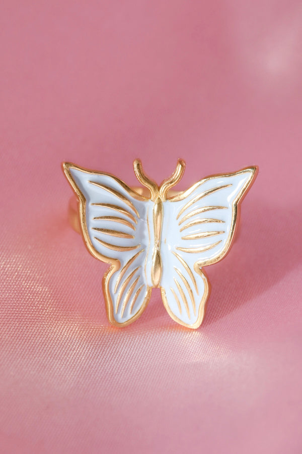 Blue Enamel Butterfly Vermeil Ring-Chvker Jewelry