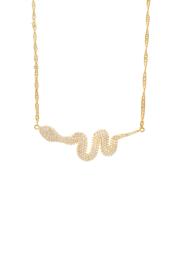 Major Serpiente Pavé Snake Vermeil Necklace image-Chvker Jewelry