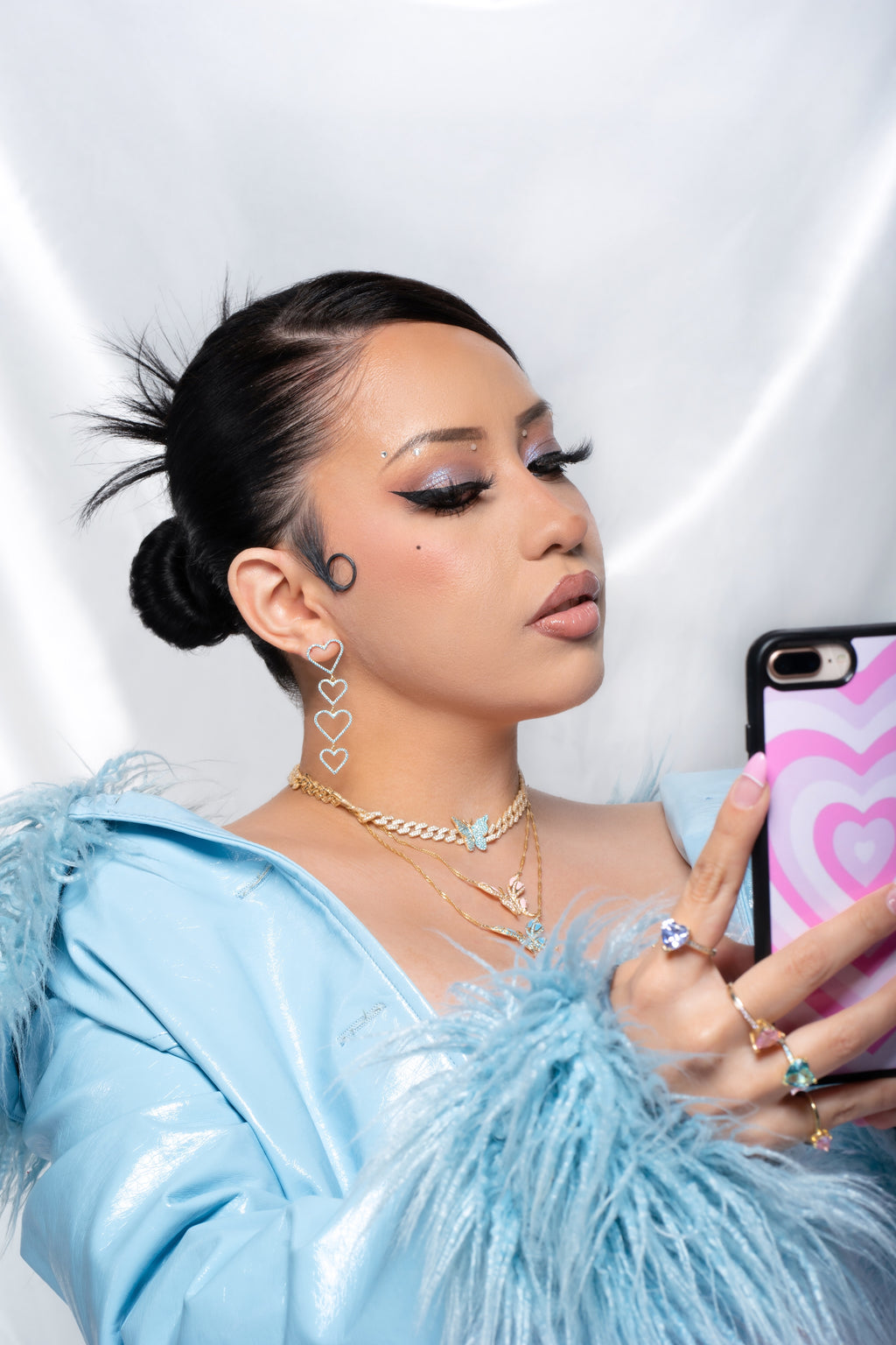 Blue Pavé Heart Drop 925 Earrings