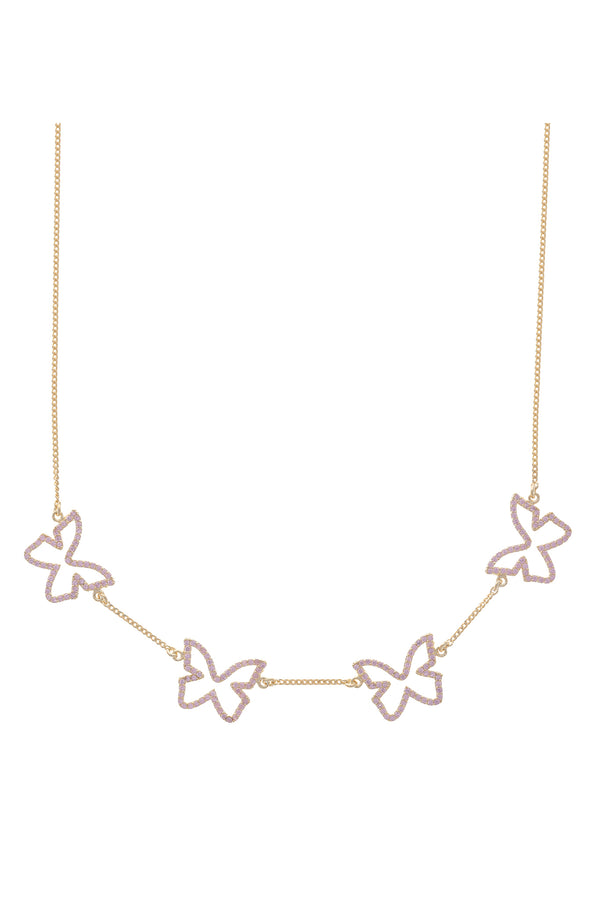 Pink Farasha Pavé Butterfly Vermeil Choker-Chvker Jewelry