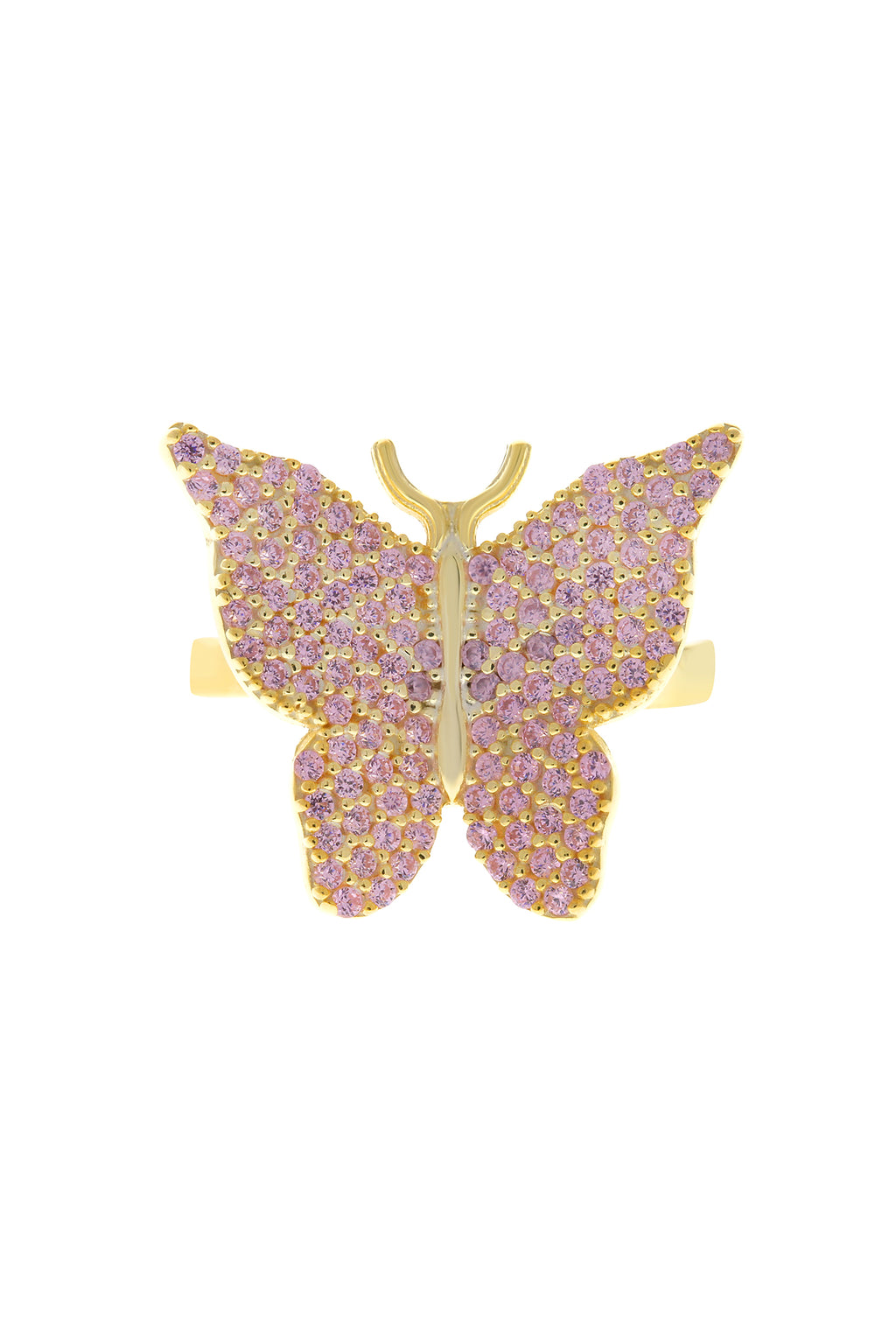 Pink Pavé Butterfly Vermeil Ring-Chvker Jewelry