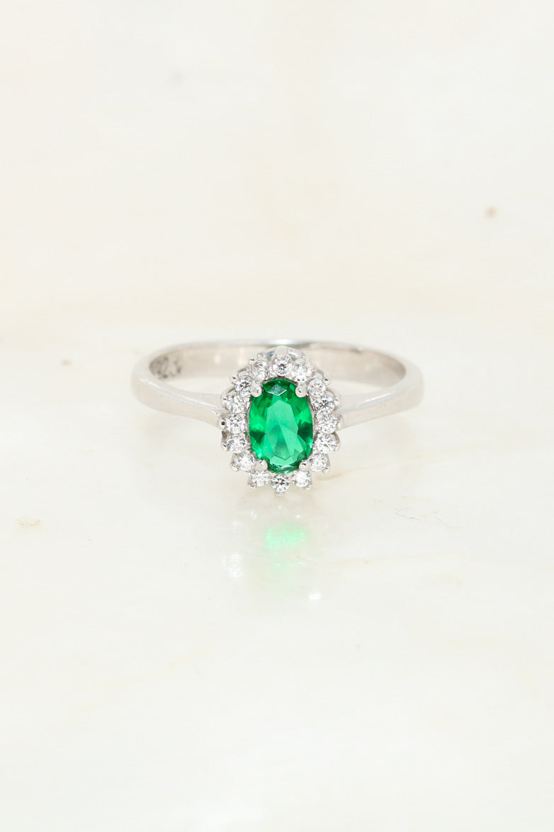 Silver Emerald Sun 925 Ring