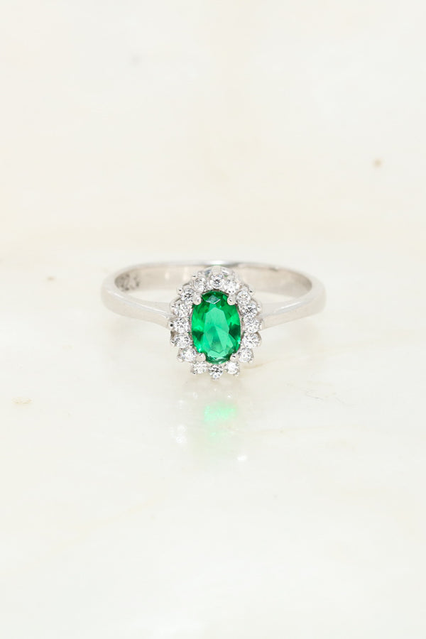 Silver Emerald Sun 925 Ring