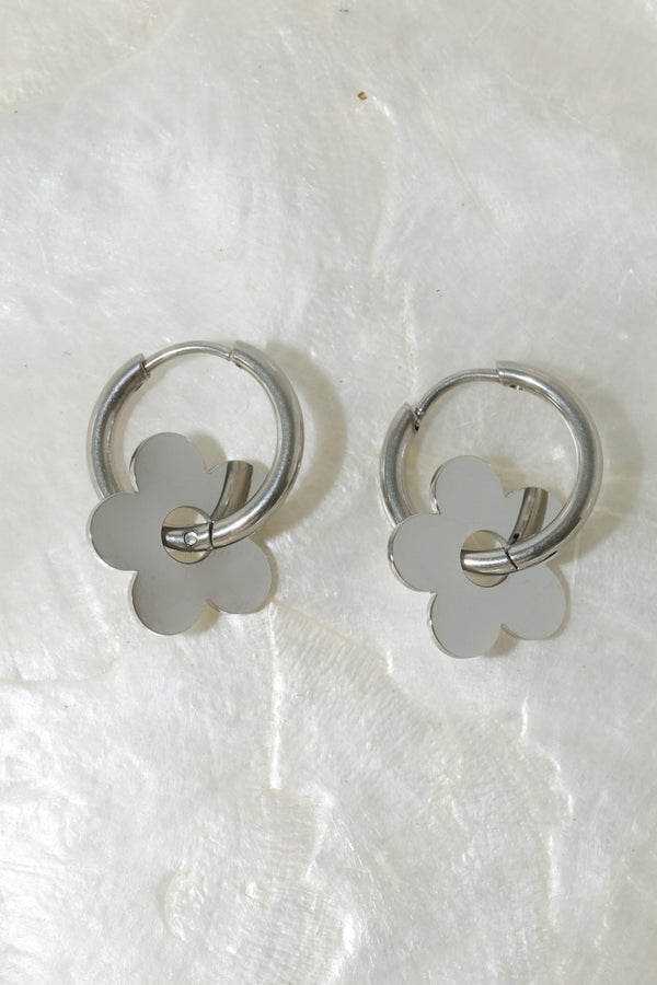 Silver Marigold Flower Earrings