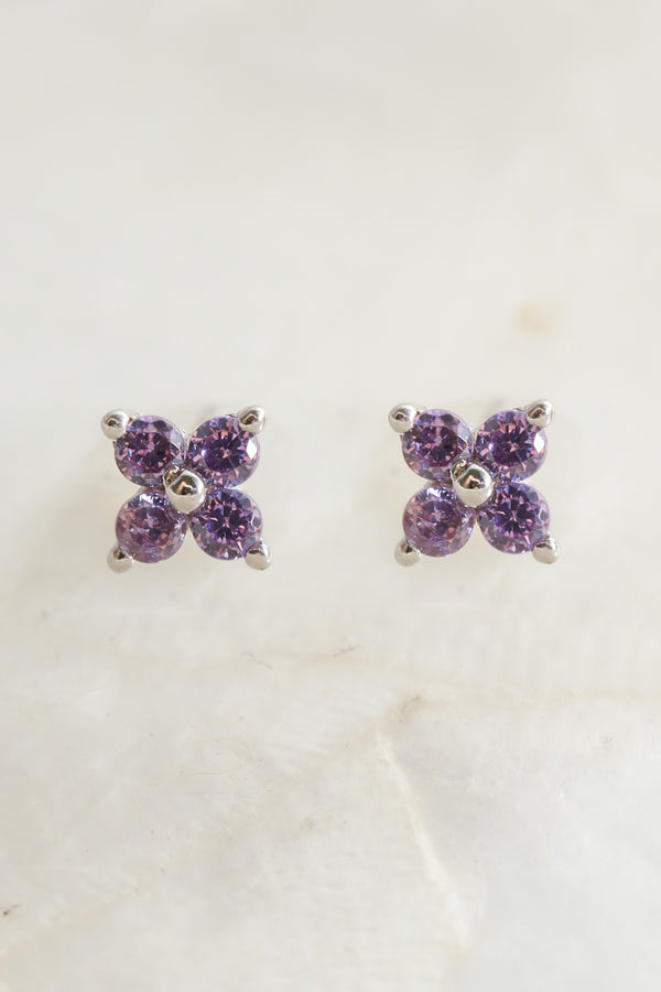 Silver Violet Blossom 925 Earrings
