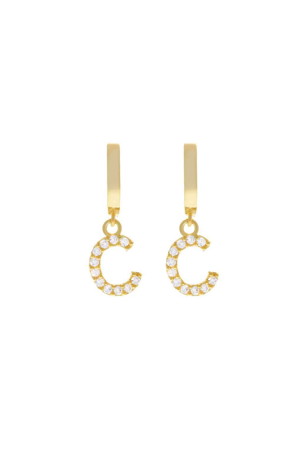 Custom Single Pavé Initial Vermeil Earring-Chvker Jewelry