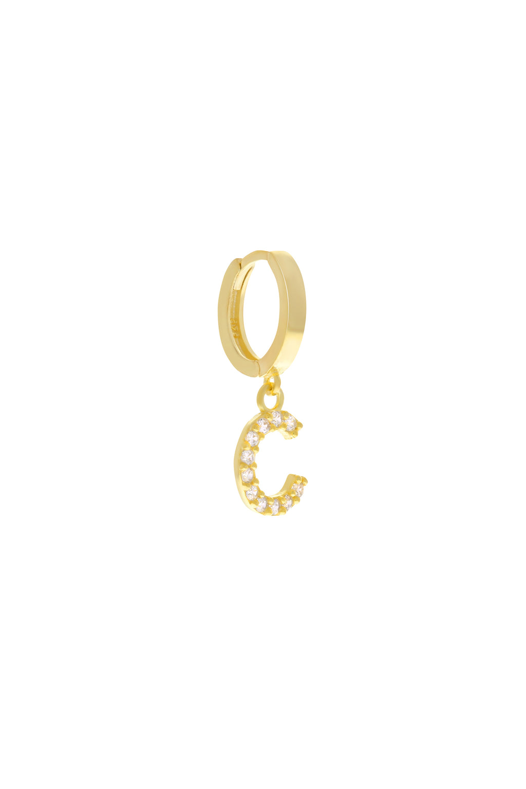 Custom Single Pavé Initial Vermeil Earring-Chvker Jewelry