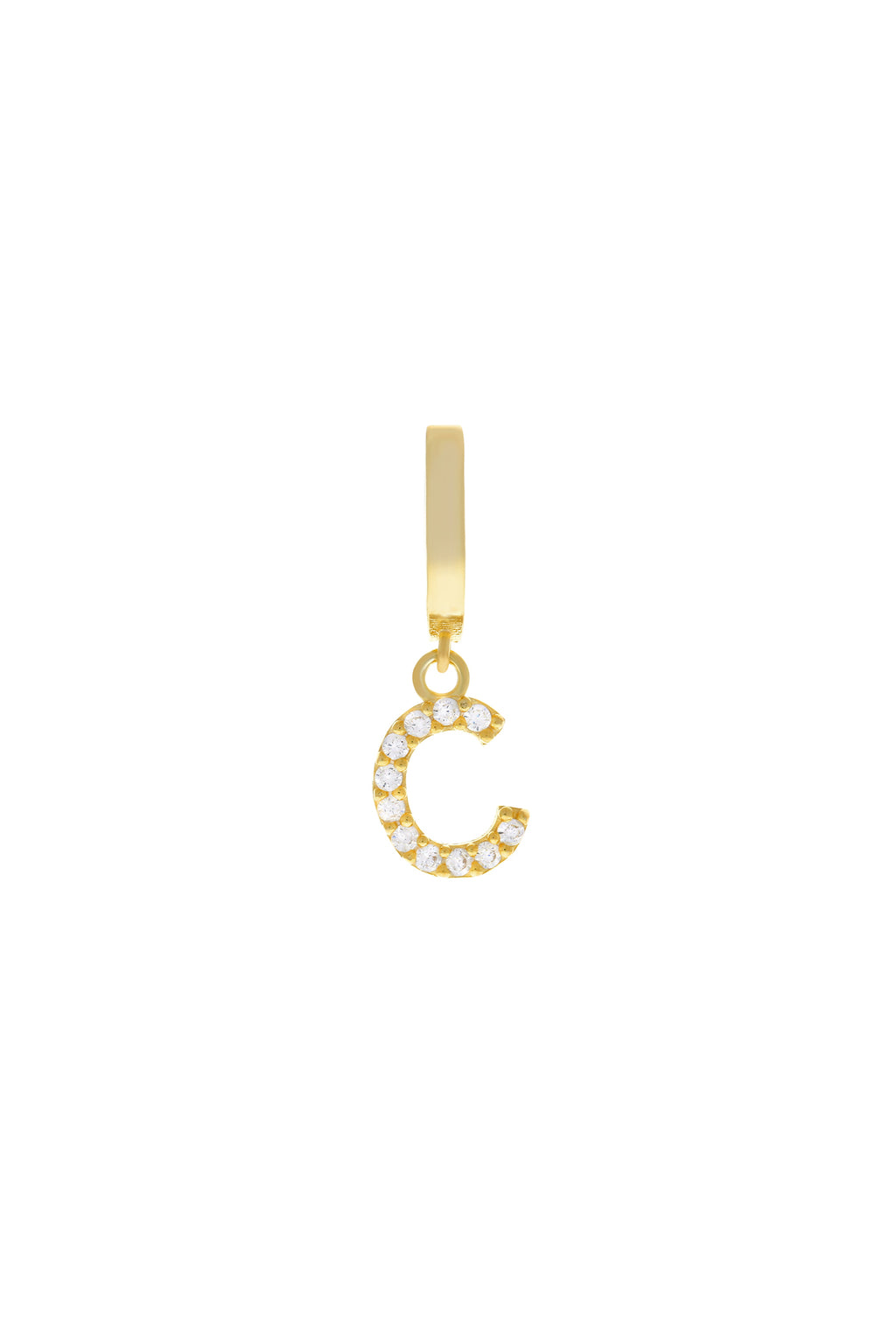 Custom Single Pavé Initial Vermeil Earring-Chvker Jewelry