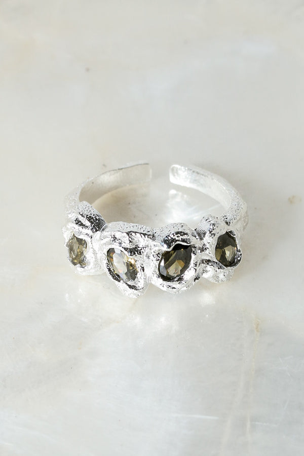 Silver Chunky Sage Green Stone 925 Ring
