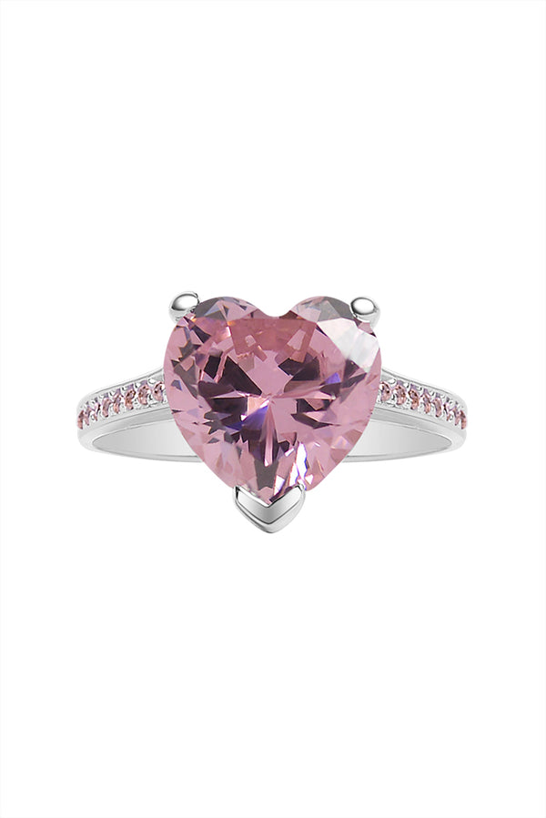 Sterling Silver Pink Paris Heart Ring