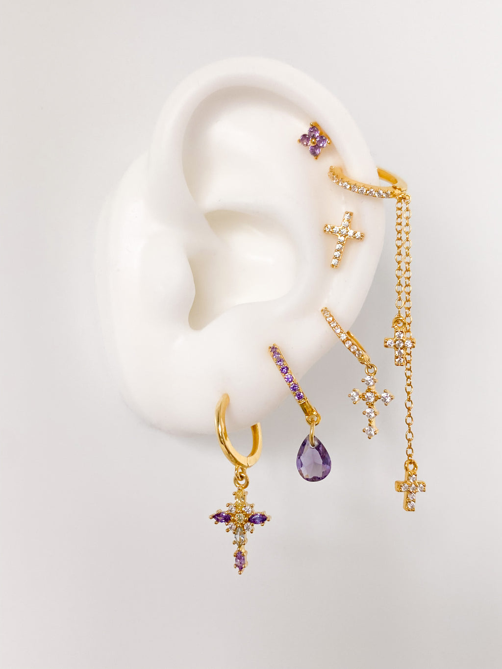 Lavender Teardrop 925 Huggie Earrings