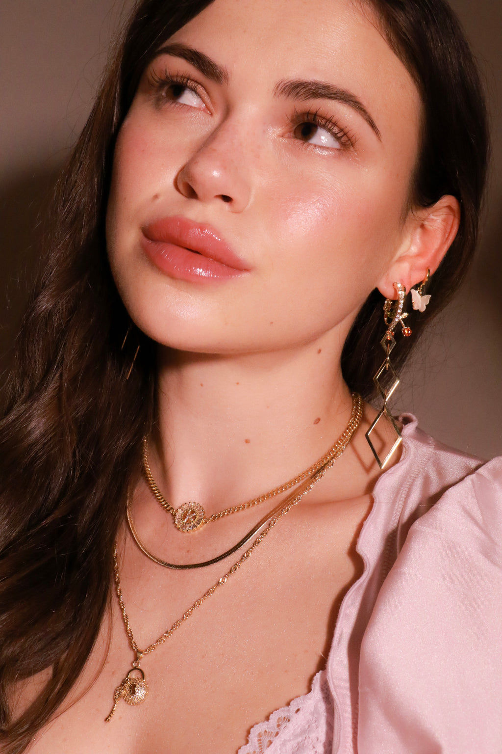 Gold Plated Butterfly Earrings Paired with other Earrings