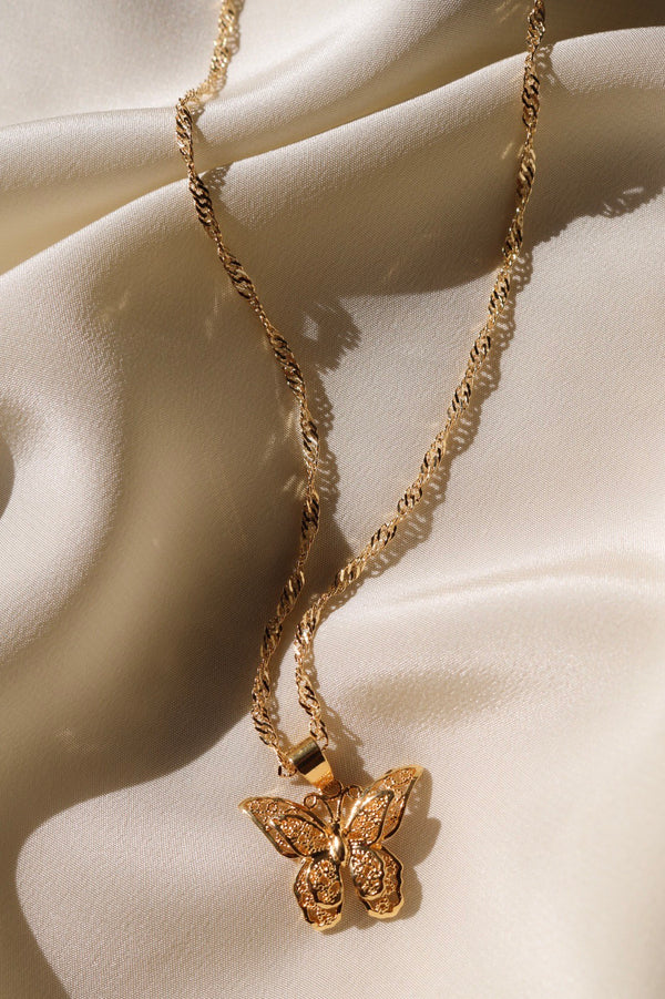 24K Gold Plated Chain and Butterfly Pendant