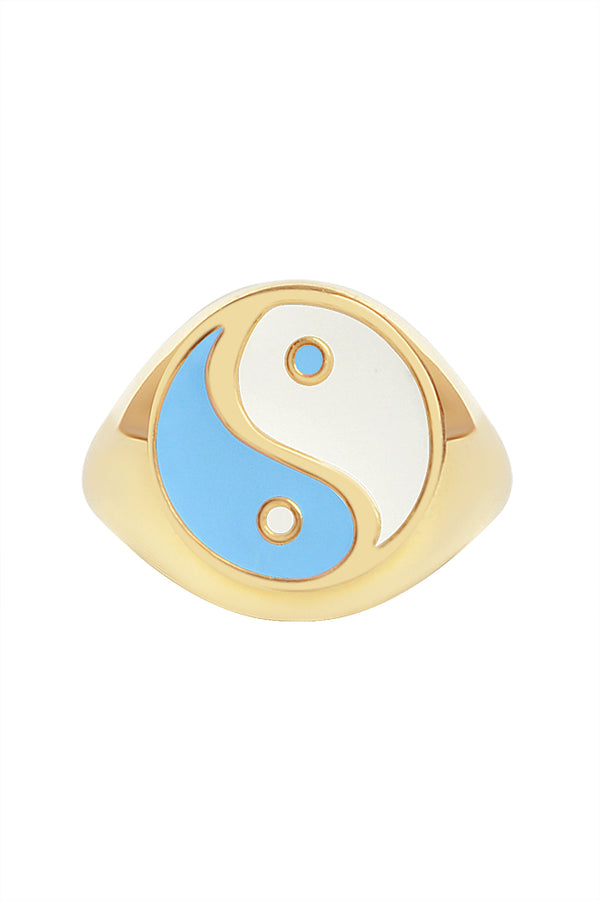 Blue Yin Yang 925 Ring