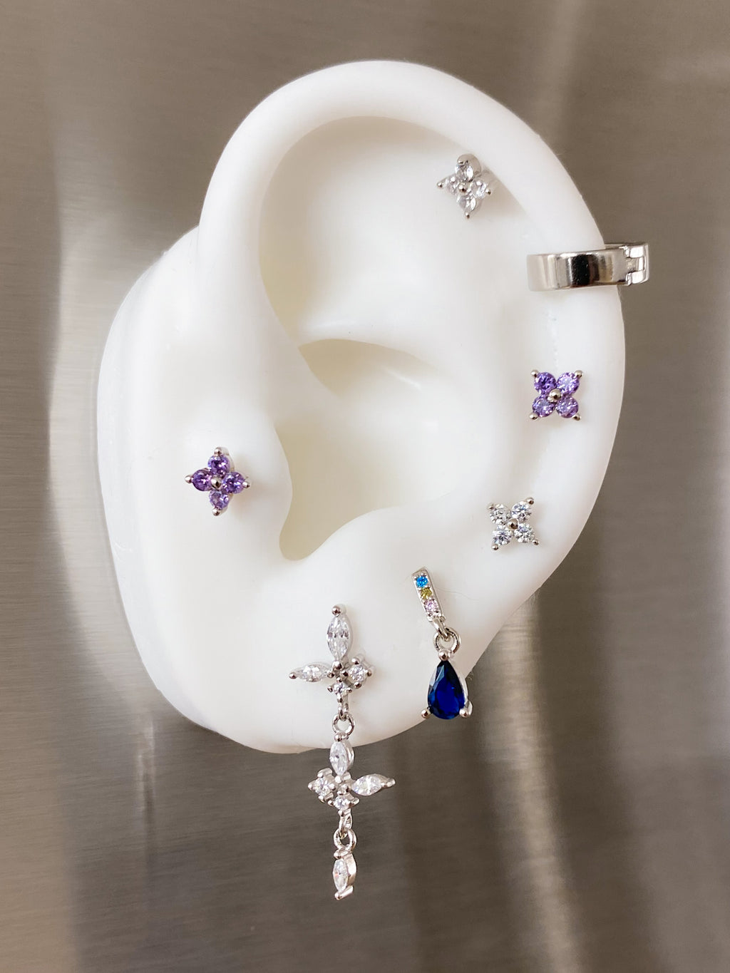 Silver Crystal Blossom 925 Earrings