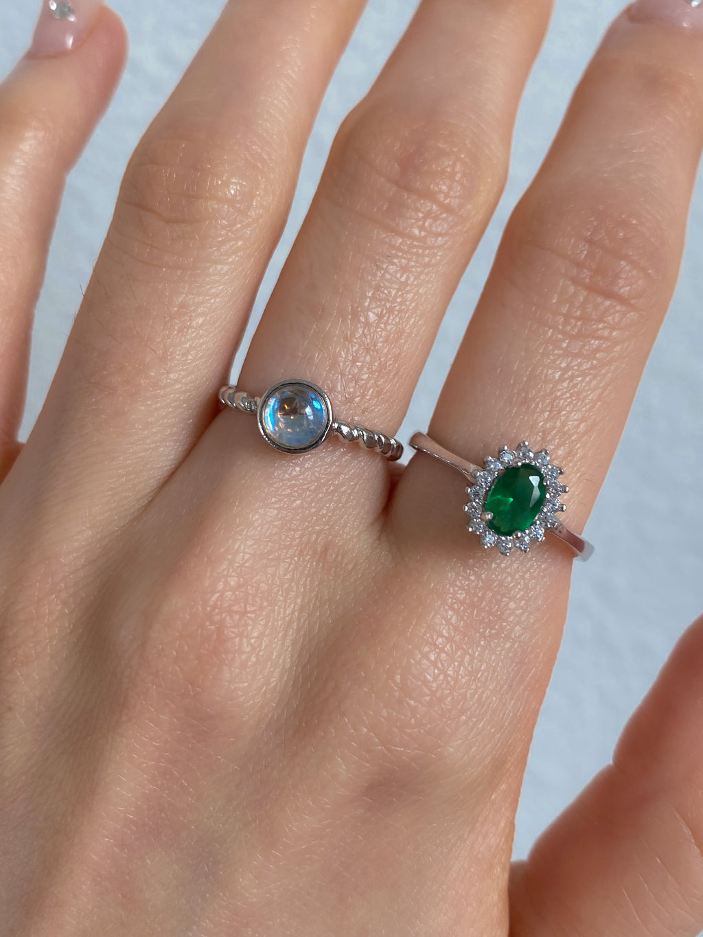 Silver Emerald Sun 925 Ring